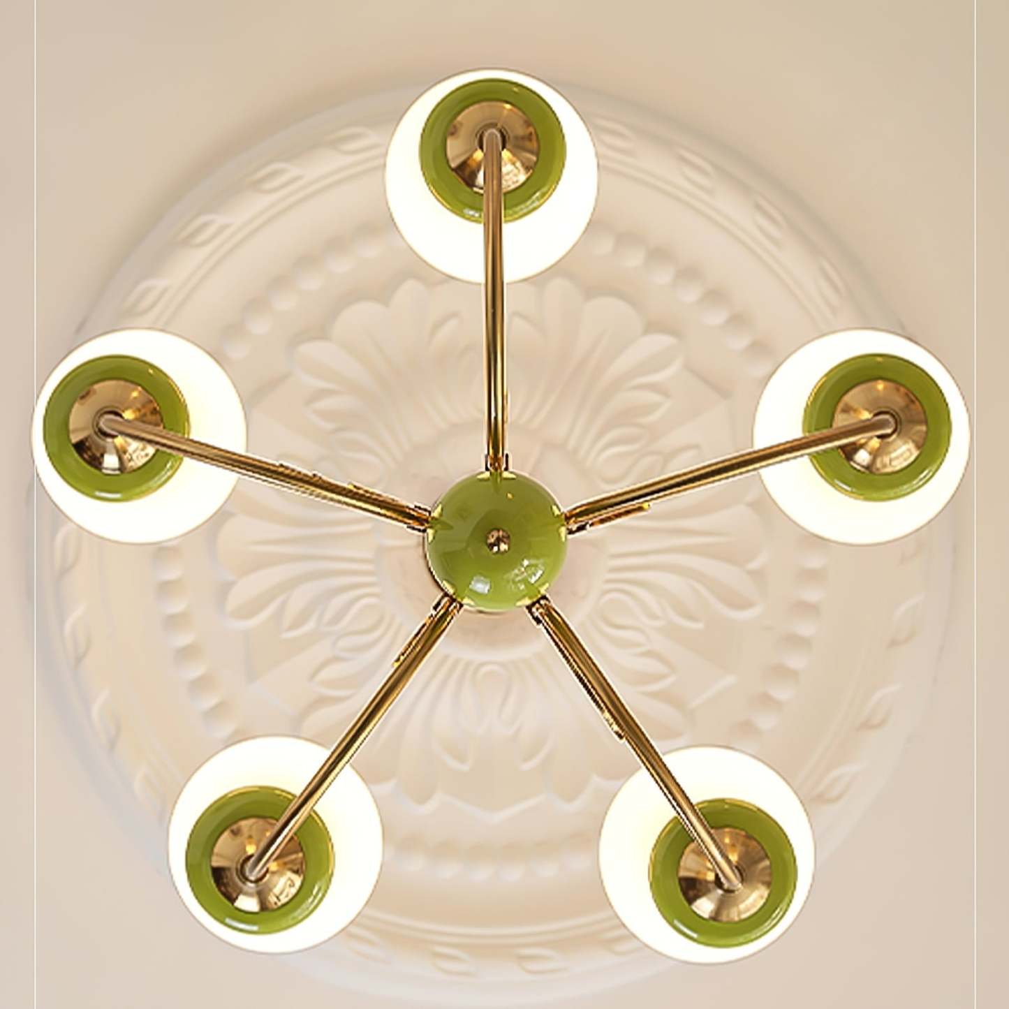 Valentina Chandelier from above - Green & Gold Modern Lighting