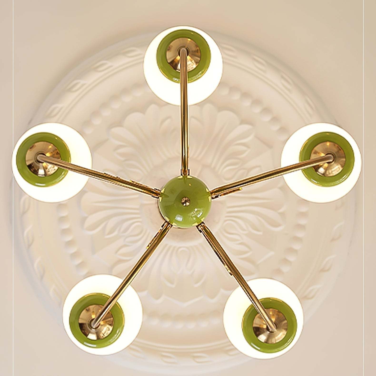 Valentina Chandelier from above - Green & Gold Modern Lighting