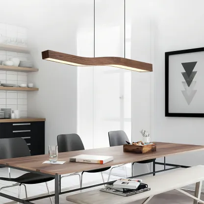 Ozawa Metal Acrylic Dark Wood Pendant Light Dining Room Bedroom