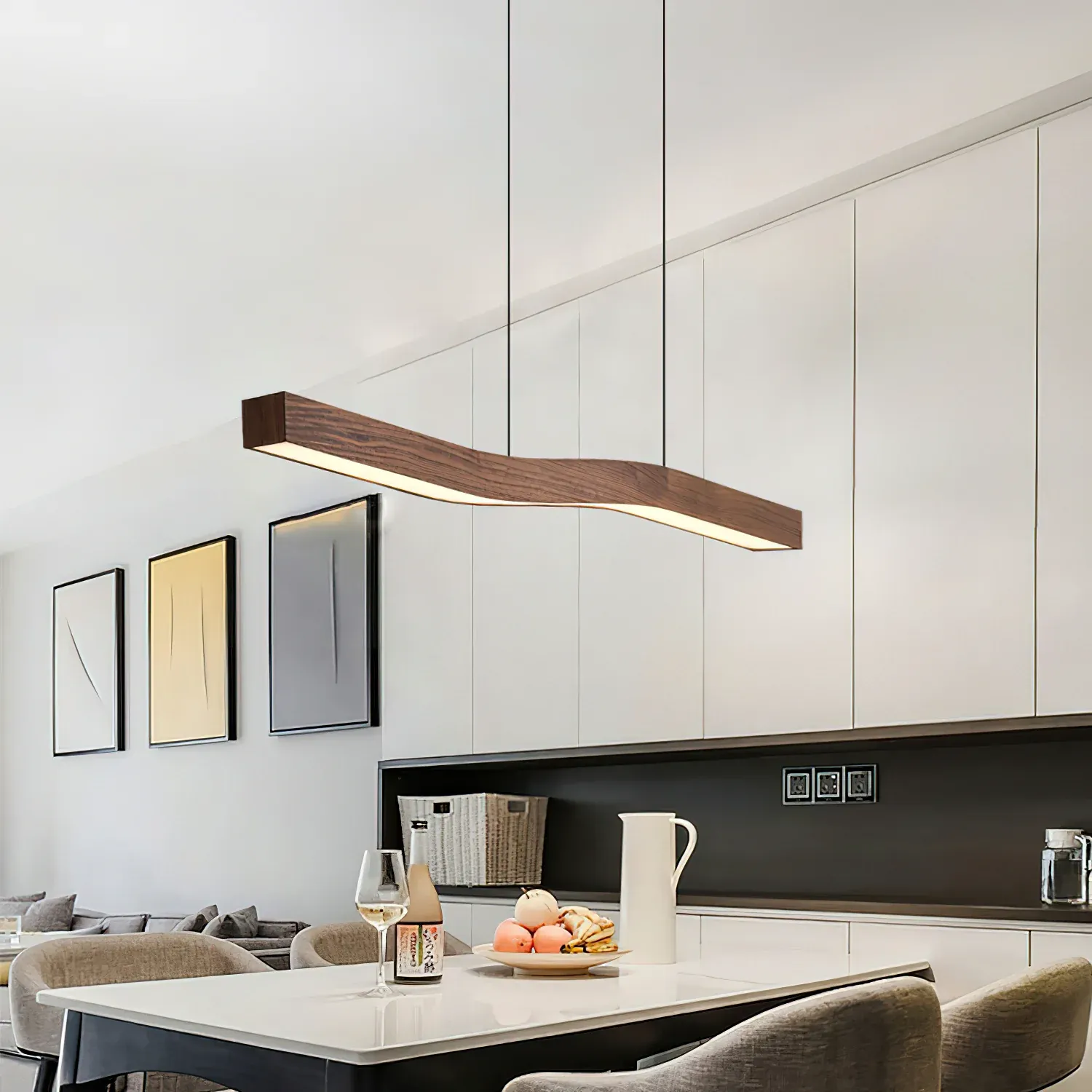 Ozawa Metal Acrylic Dark Wood Pendant Light Dining Room Bedroom
