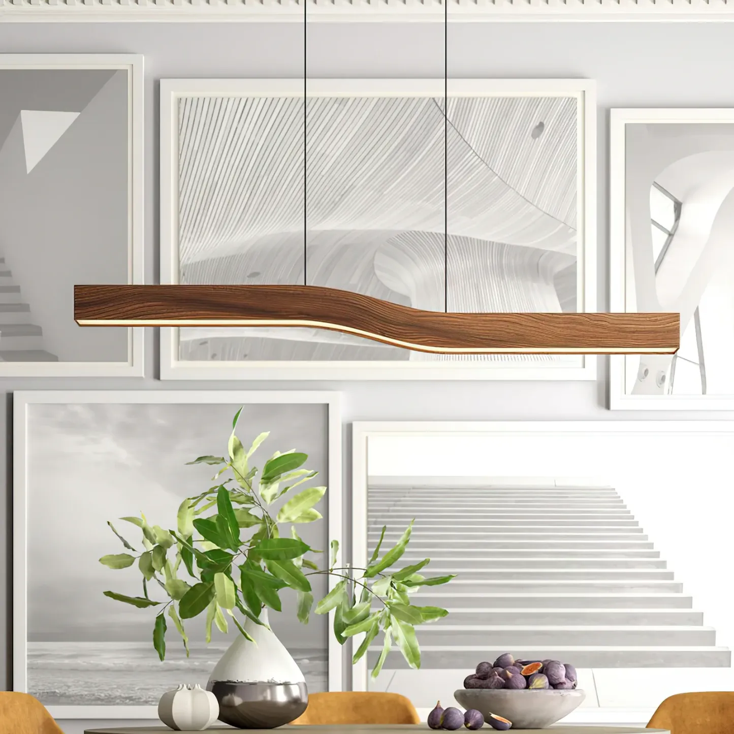 Metal Acrylic Dark Wood Pendant Light Dining Room Bedroom | Las Sola