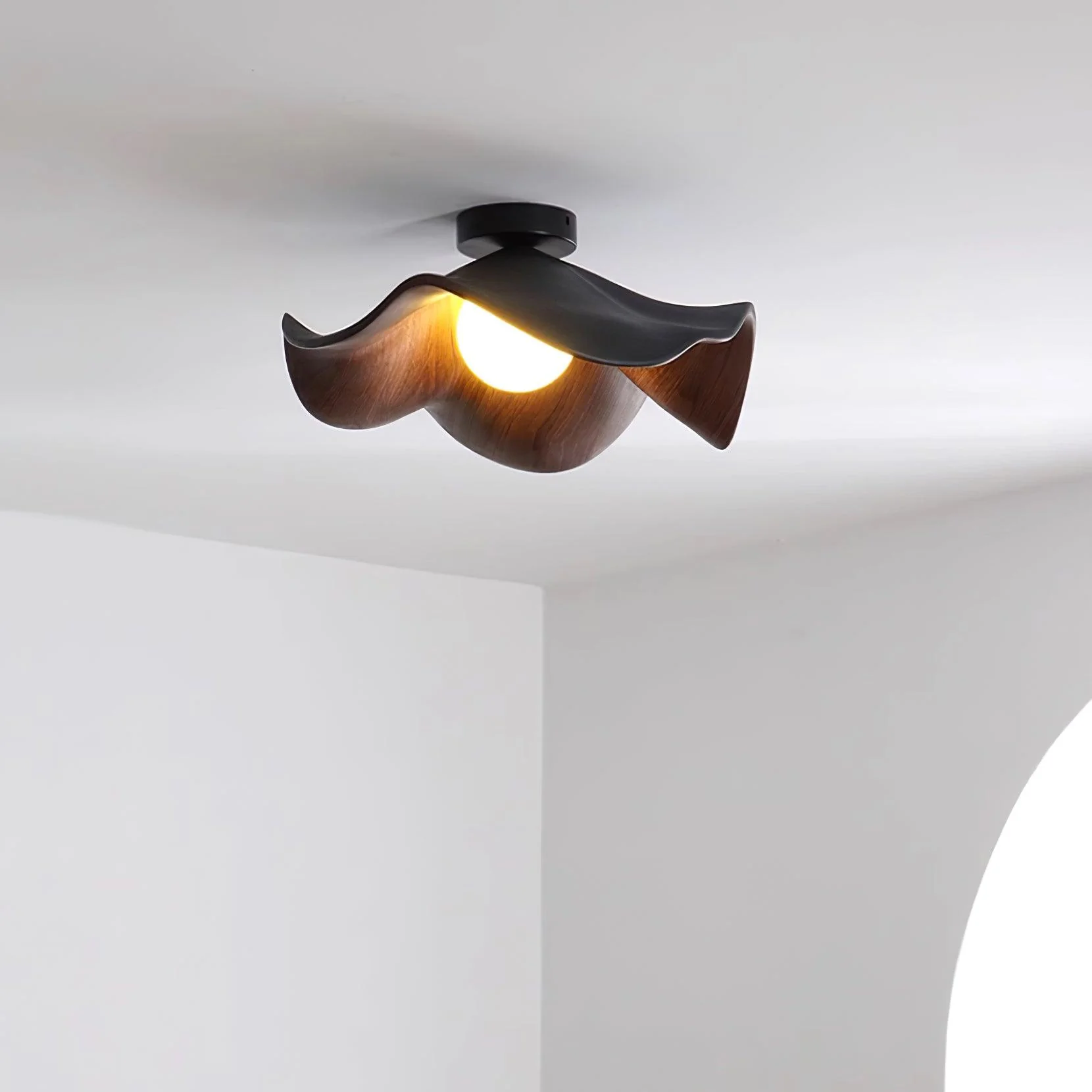 Carins Modern Unusual White Wood Ceiling Light Bedroom Dining Room