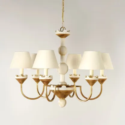 Alessio Gorgeous Metal Wood Fabric Pendant Light Dining Room Bedroom