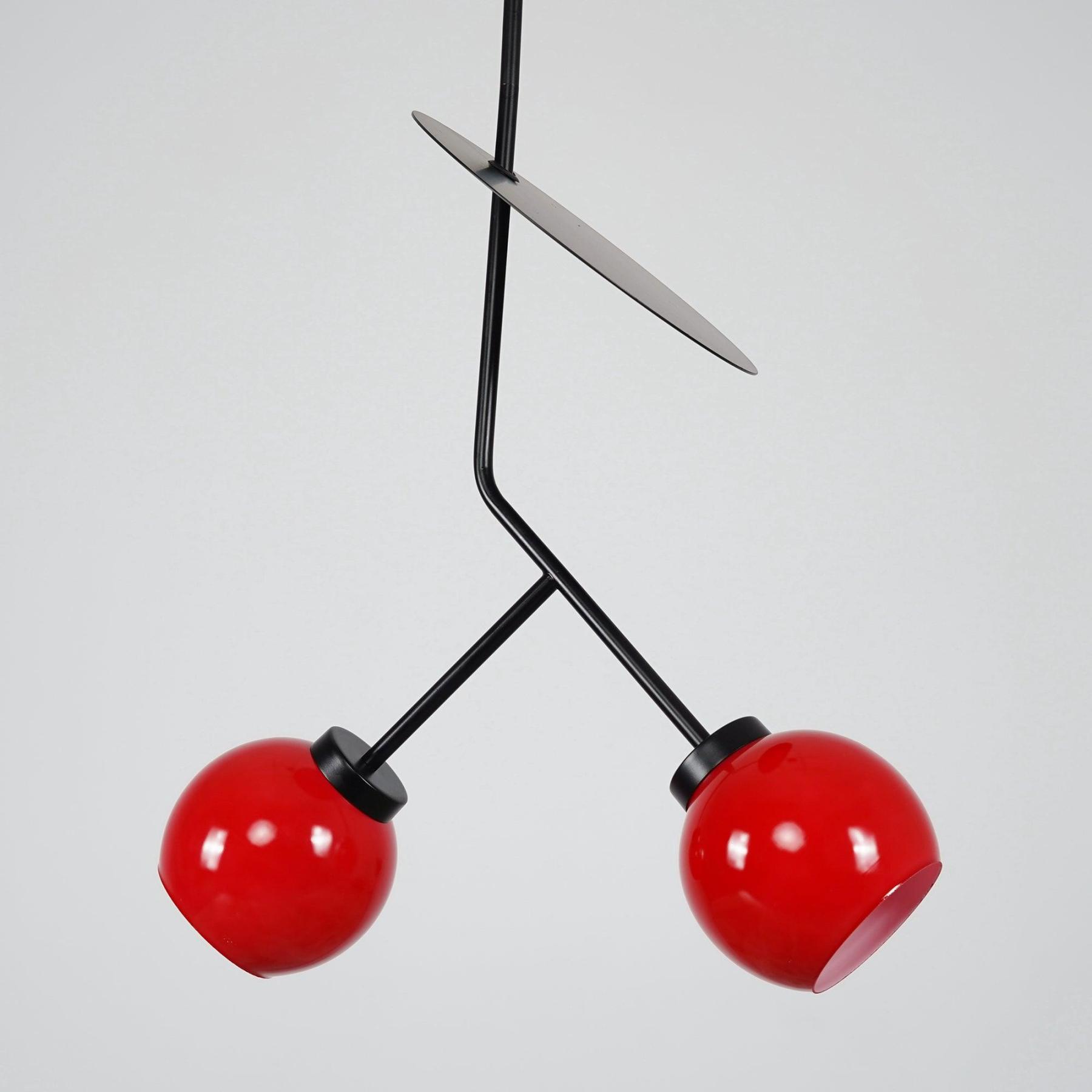 Red Valentina Pendant Light, cherry style fixture.