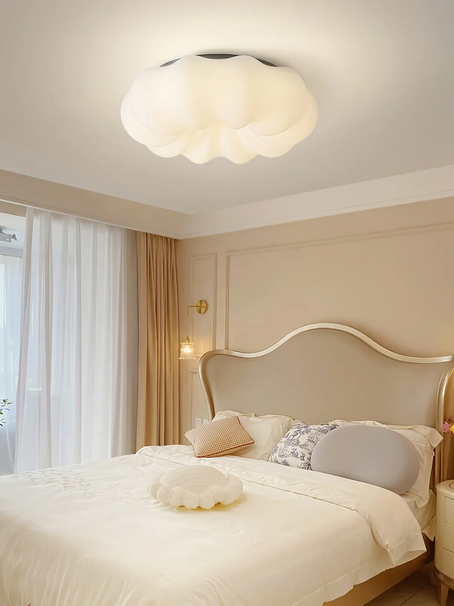 Quinn Modern White Cloud Metal PE Ceiling Lamp Bedroom  Dining Room