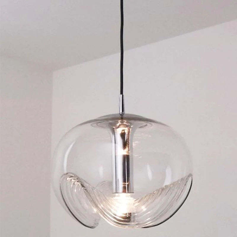 Clear glass Hailie pendant light with chrome accents