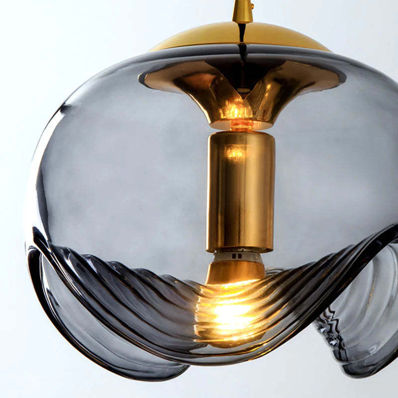 Smoked glass Hailie pendant light with gold accents