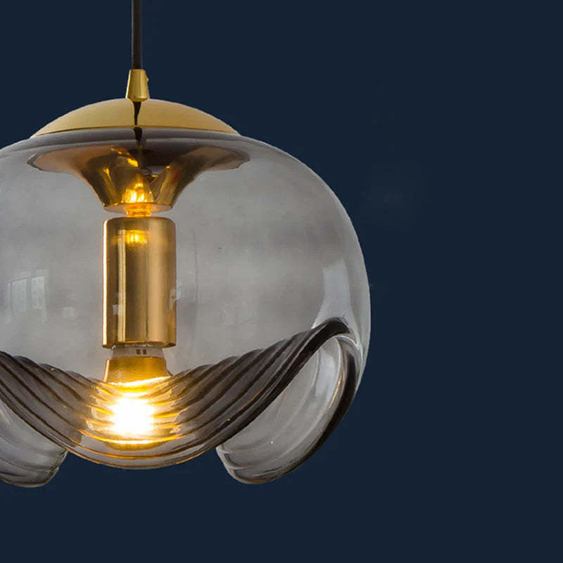 Hailie Design Globe Pendant Light, glass and gold accents