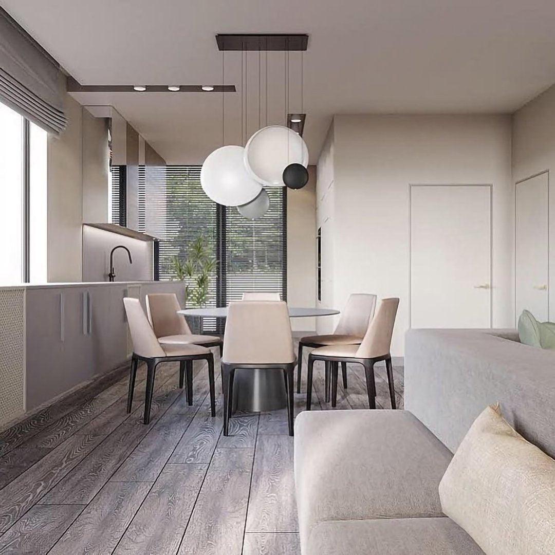 Zaid pendant lights in a modern dining room setting