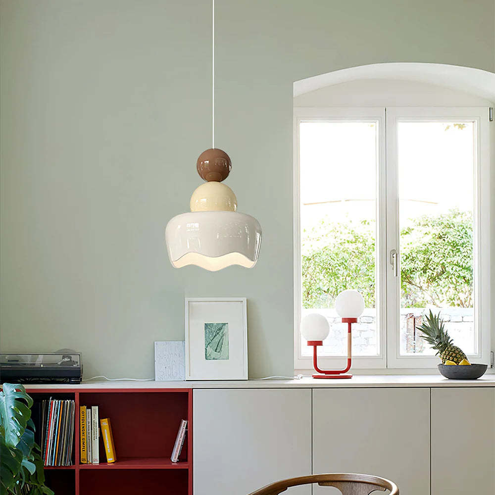 Morandi Sunny Rain Doll Pendant Light in a bedroom setting, interior design