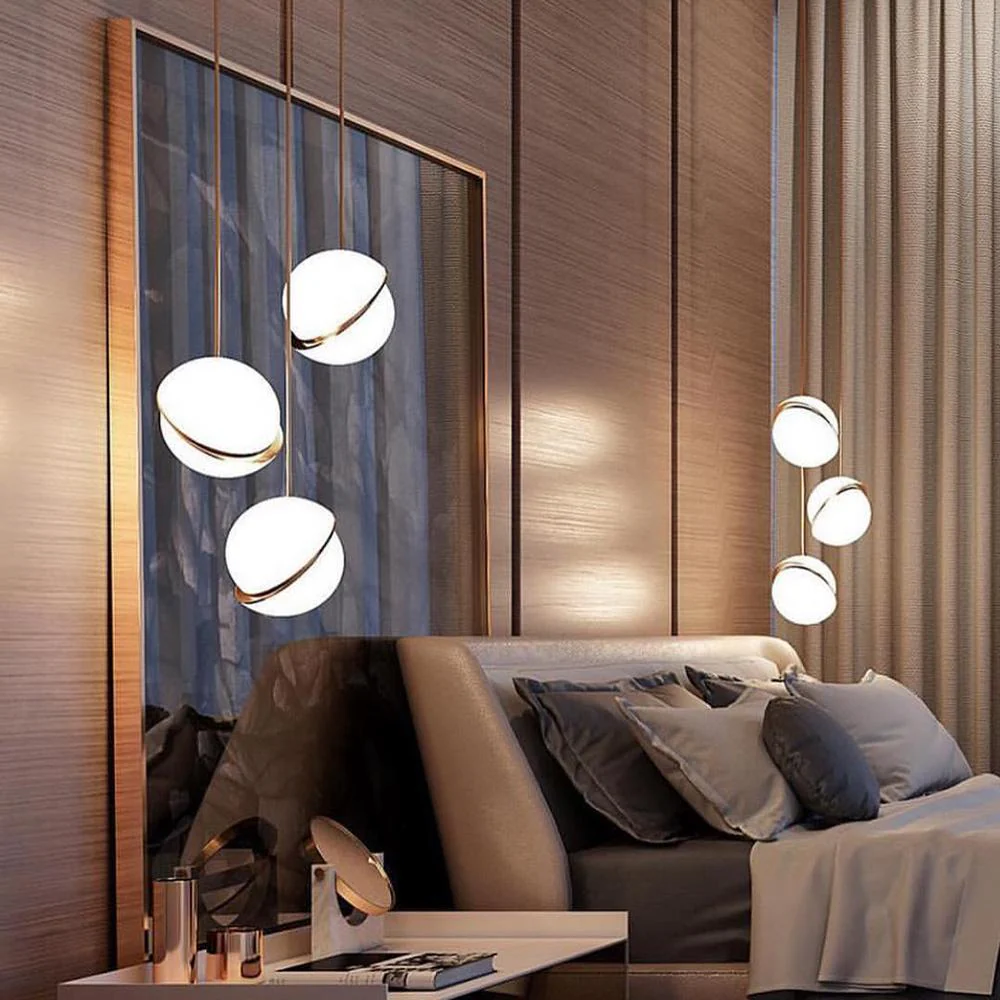 Hailie Metal Acrylic Brass White Pendant Light Bedroom Living Room