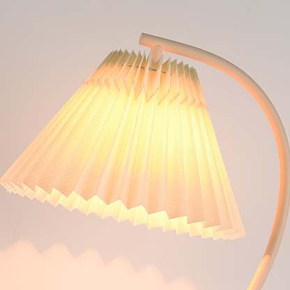 Sano Nordic Table Lamp Detail, pleated shade and curved arm