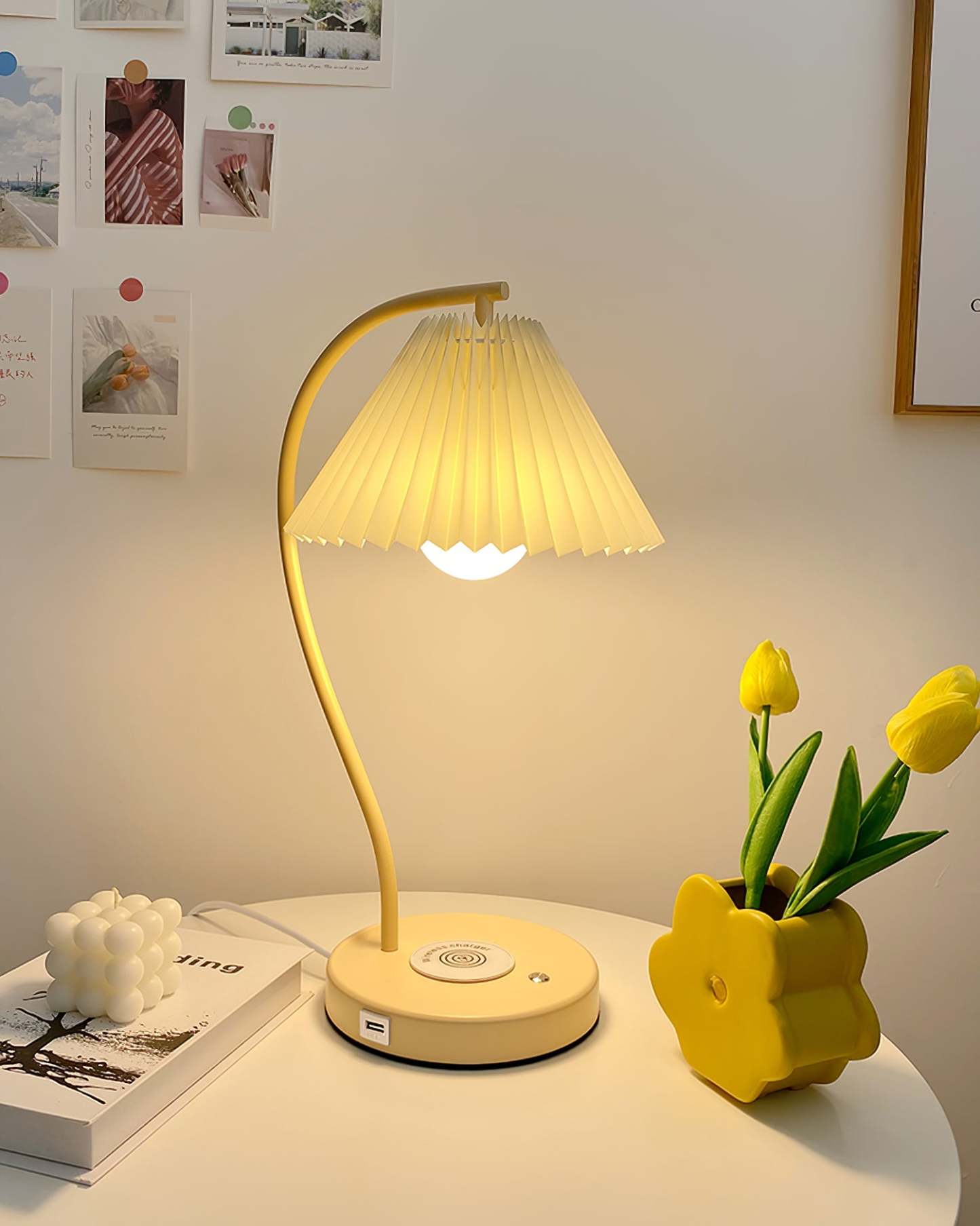 Sano Nordic Table Lamp, ambient lighting with flower decor, bedroom or living room