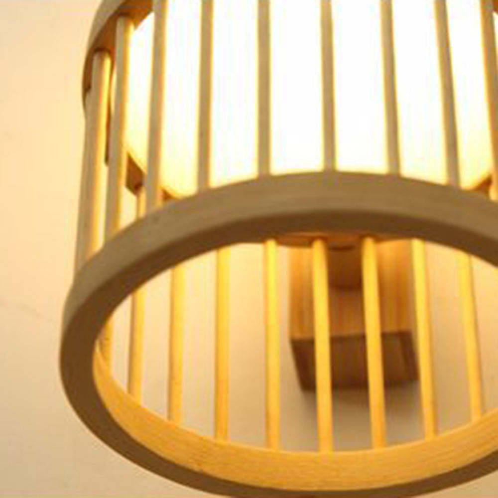 Close-up of Ozawa rattan wall lamp, rustic lighting