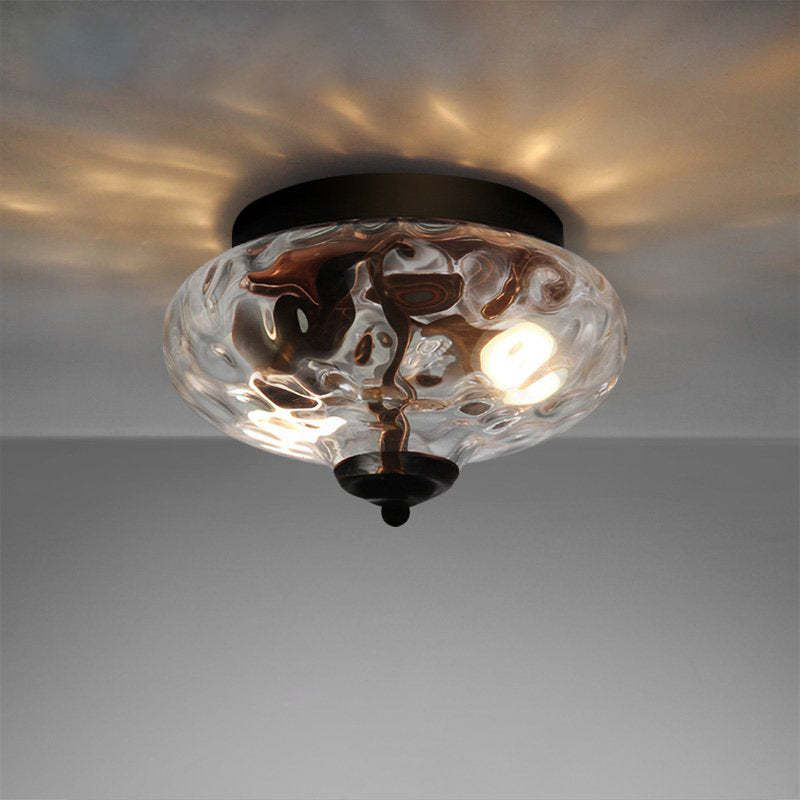 Bella flush mount ceiling light, metal & glass