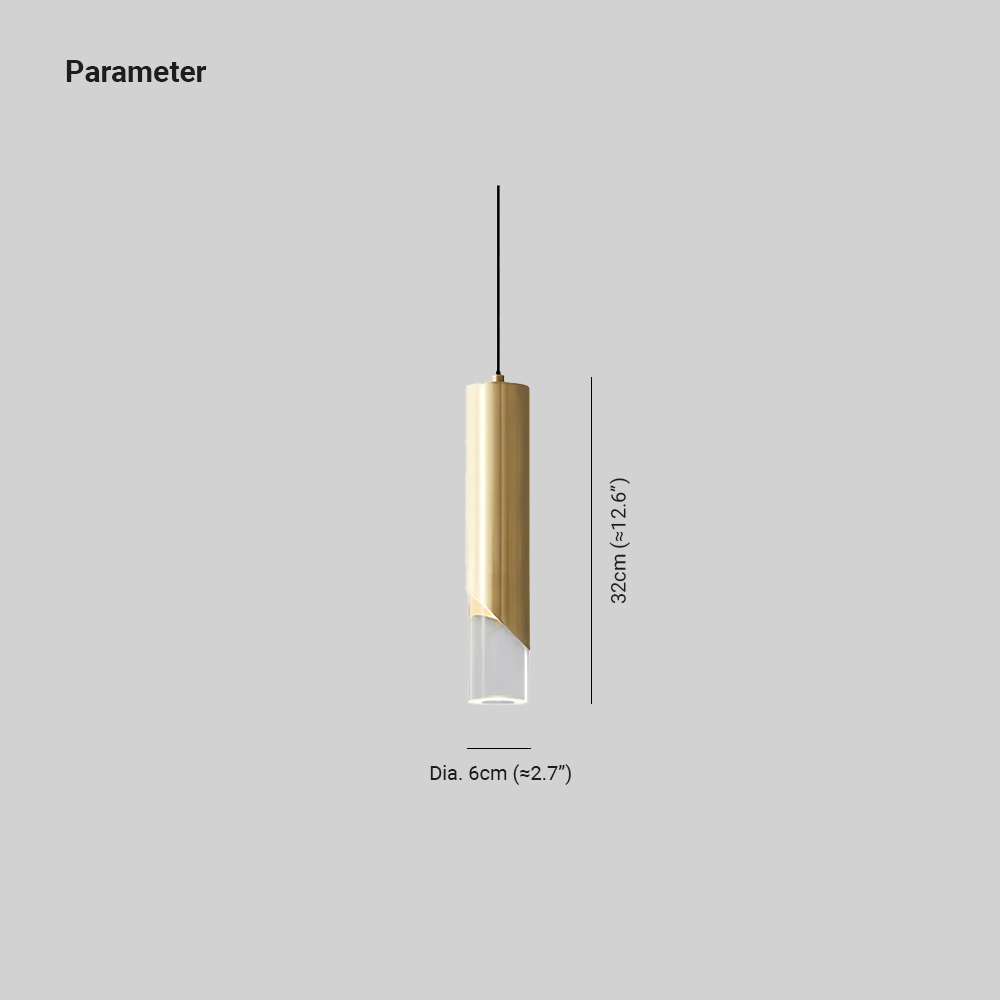 Meza Modern Cylinder Pendant Light Dimensions