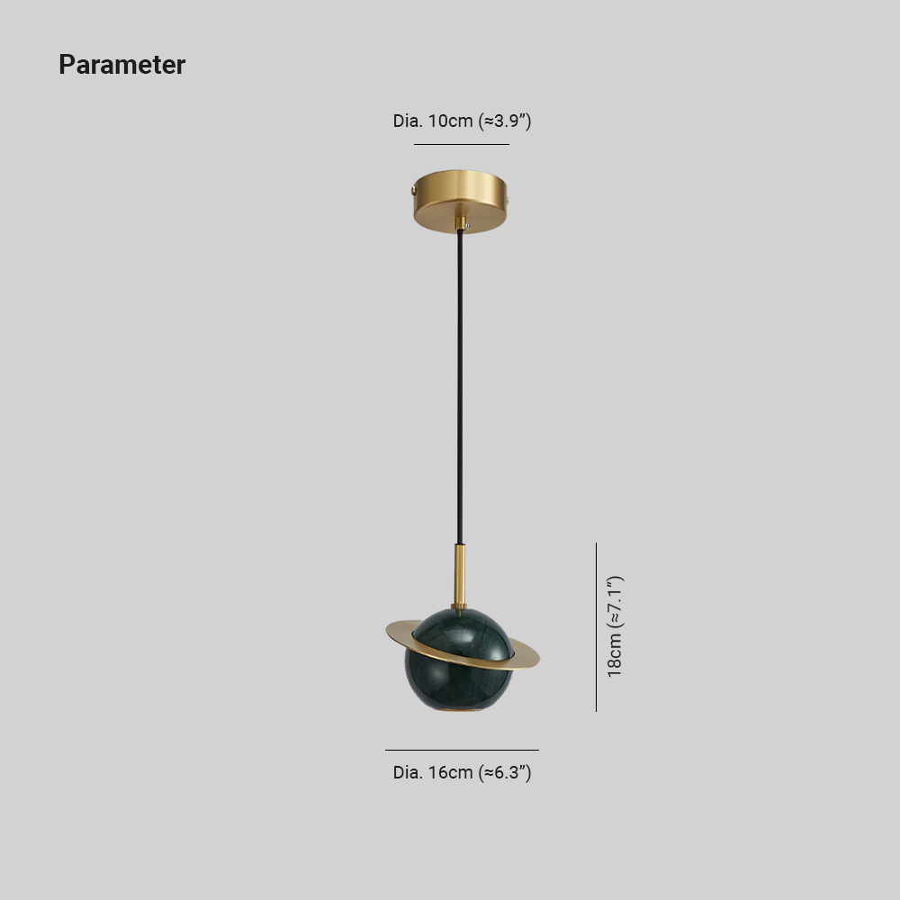 Valentina sphere marble pendant light dimension details