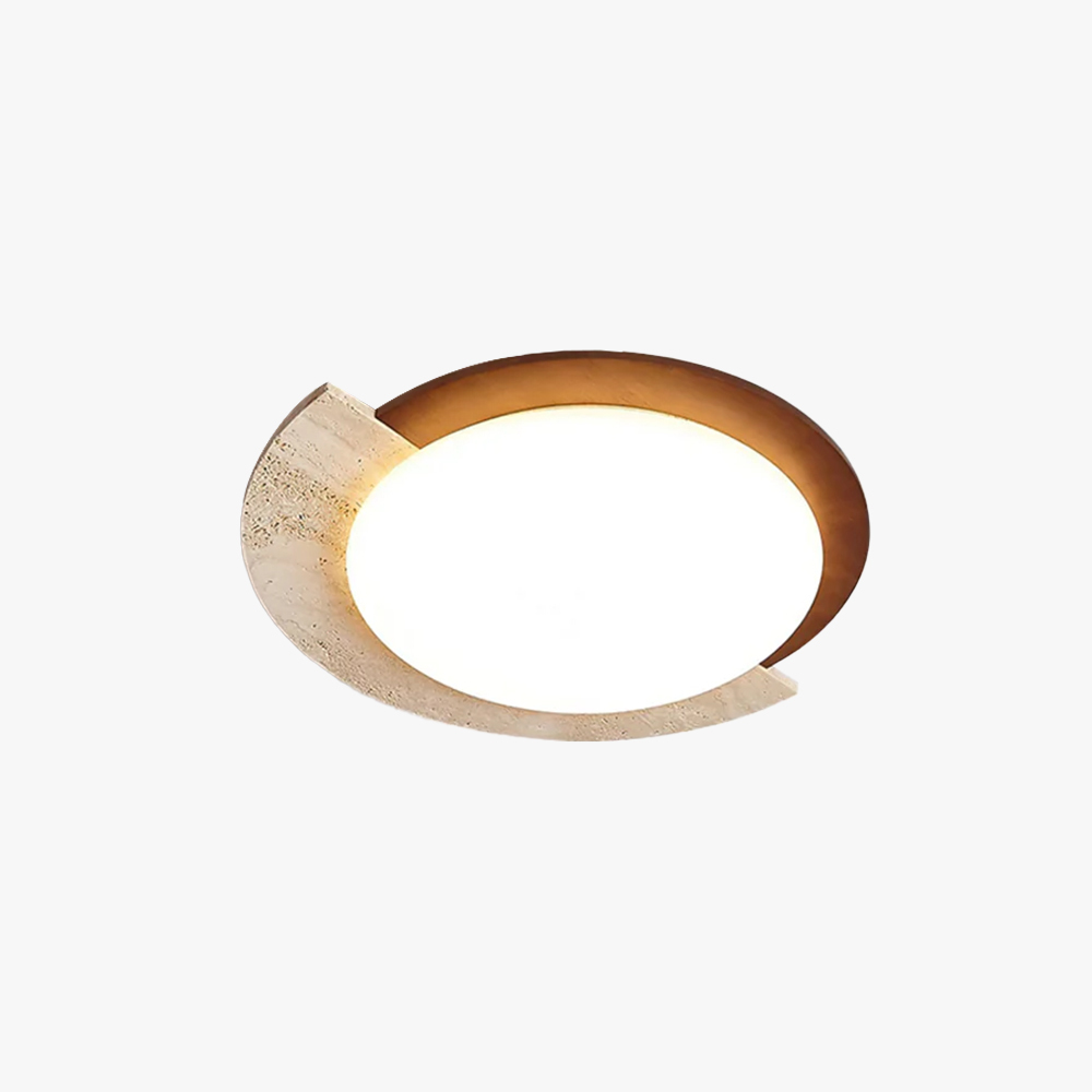 Ozawa Round Acrylic Wood Ceiling Lamp