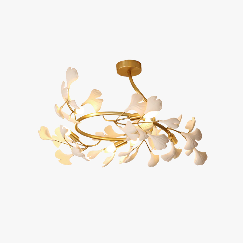 Olivia Gingko Brass Ceramics Ceiling Lamp