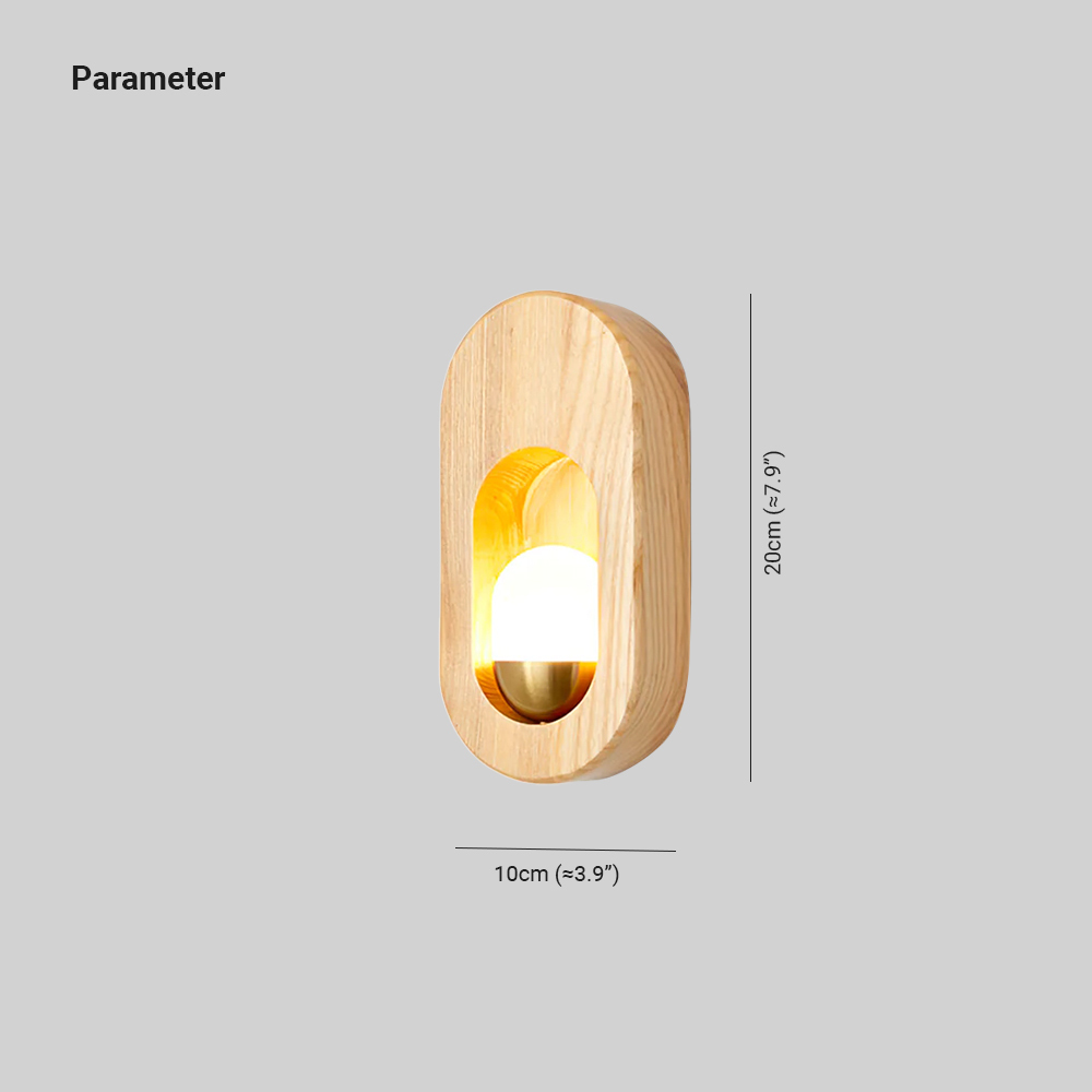 Ozawa Wood Wall Lamp - Dimensions: 20cm x 10cm