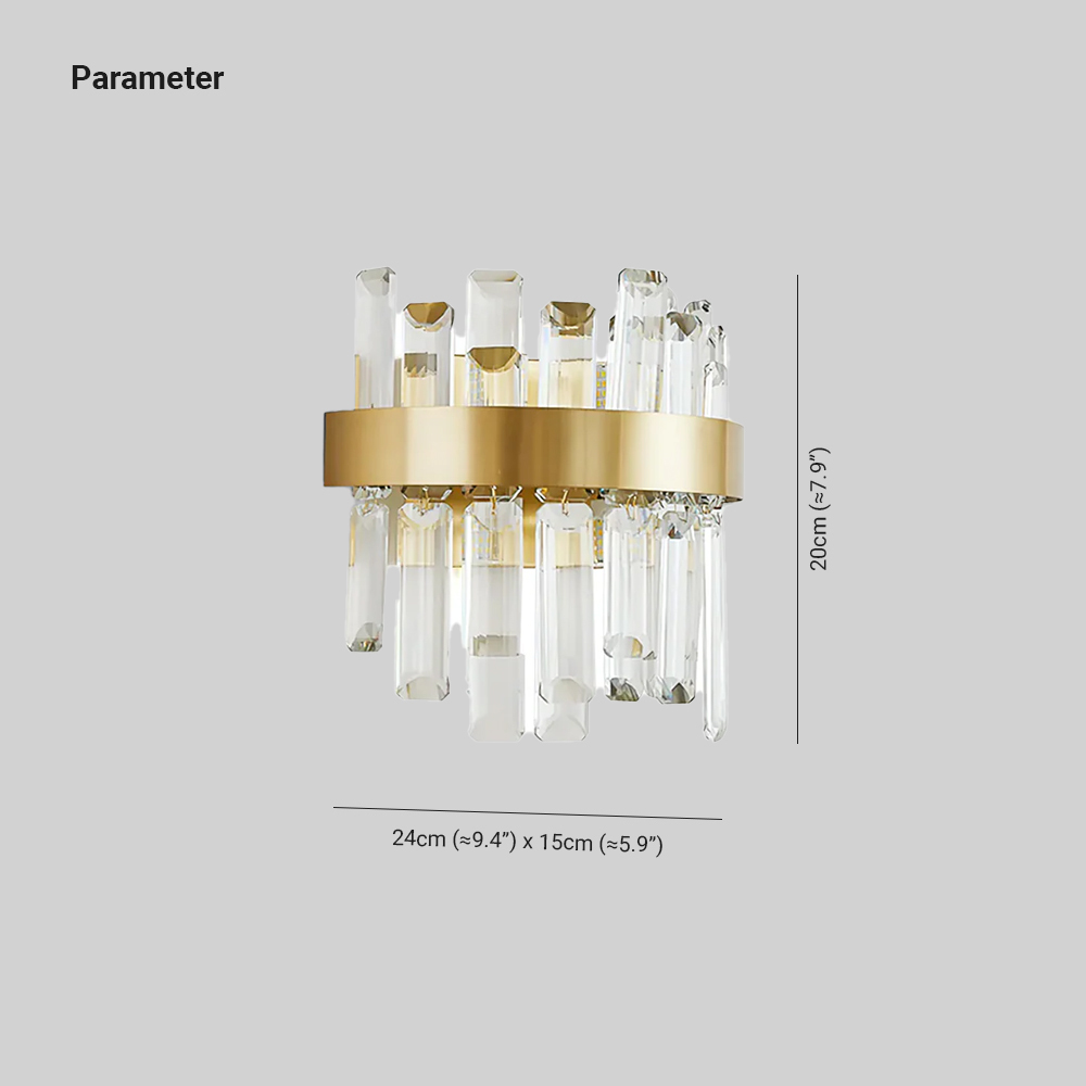 Herbert Crystal Wall Lamp Dimensions - 24cm x 15cm, 20cm tall