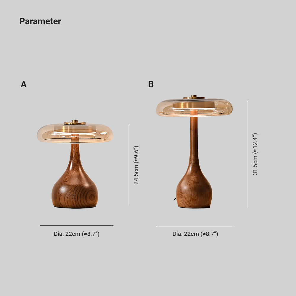 Ozawa Table Lamp Dimensions - 24.5cm and 31.5cm