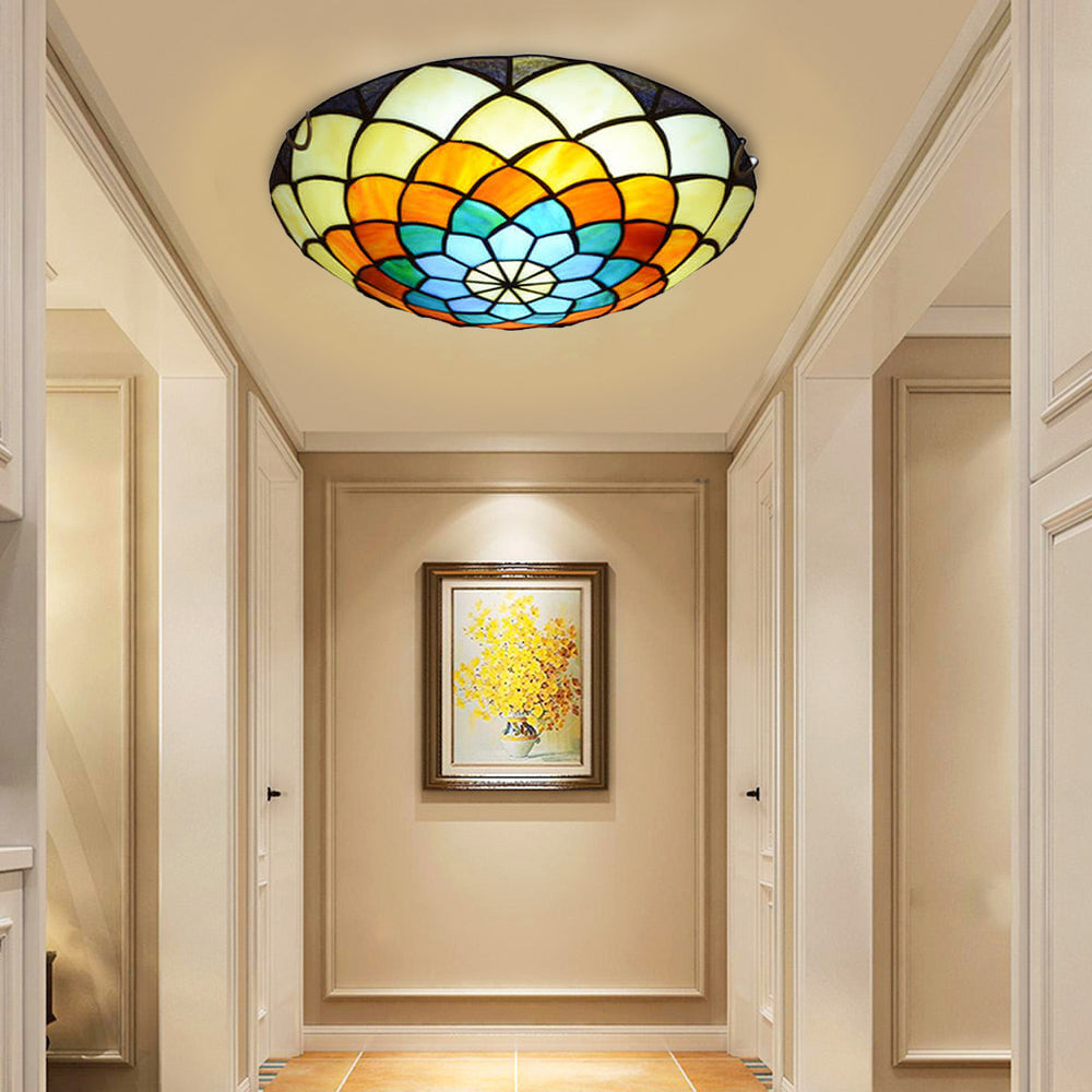 Eryn Retro Stained Glass Ceiling Light in hallway
