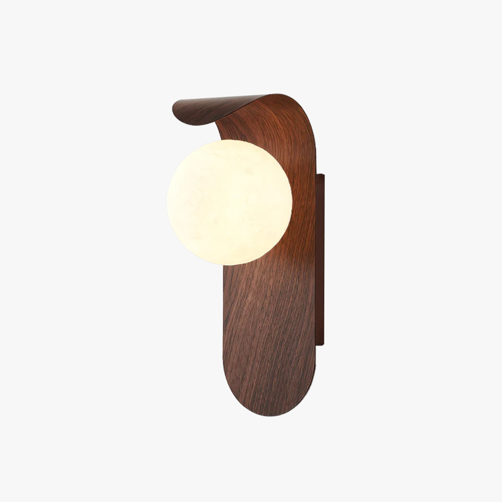 Muto Modern Walnut Wood Wall Lamp, bedroom lighting fixture