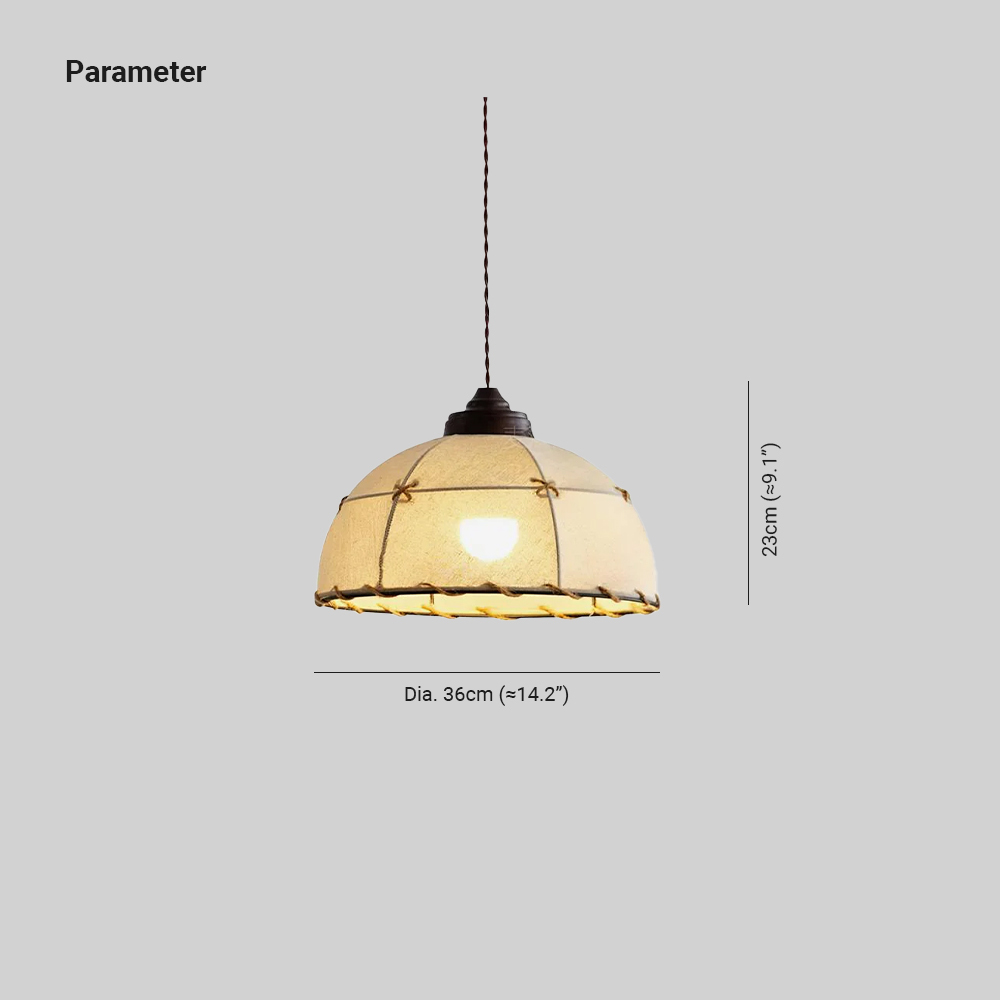 Renée Vintage Round Pendant Light Shade with Dimensions