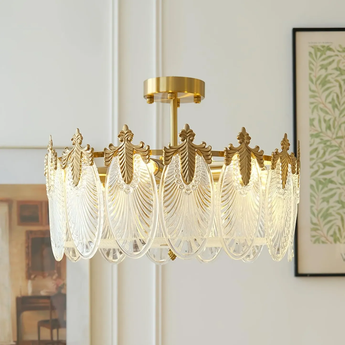 Alessio Vintage Luxury Glass Round Chandelier Living Dining Room