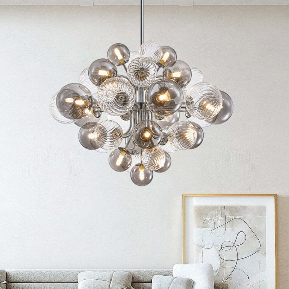 Valentina modern cluster bubble chandelier in a living room setting.