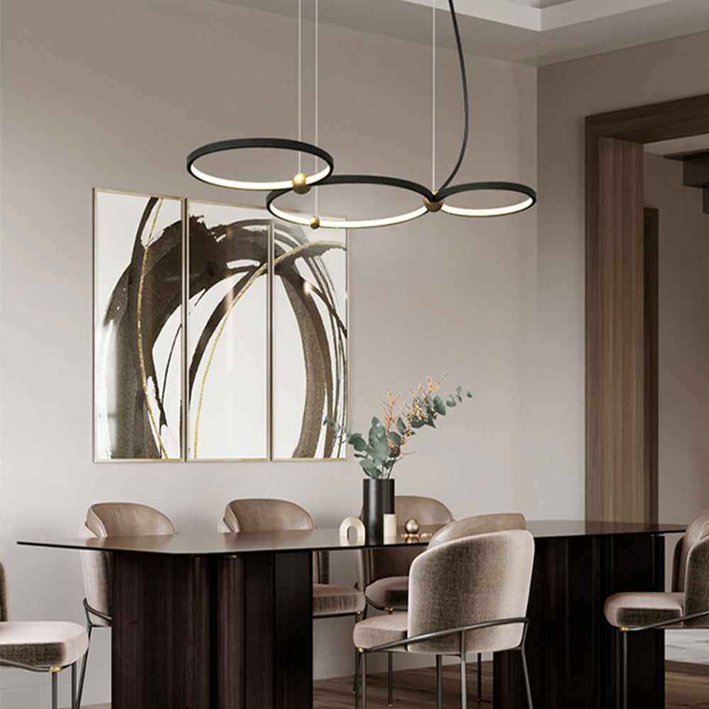 Modern ring pendant light in dining room, Arisha style