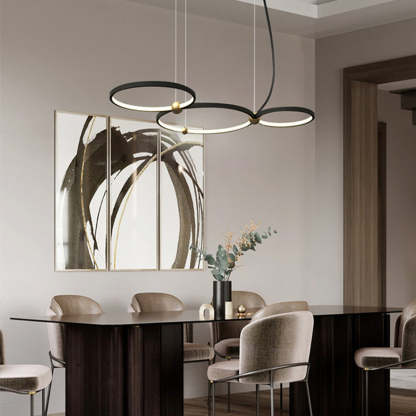 Modern ring pendant light in dining room, Arisha style