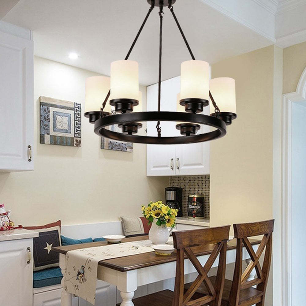 Alessio retro glass chandelier in dining room Alessio Retro Metal Glass Chandelier for Living Room