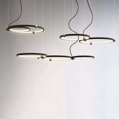 Arisha ring pendant lighting. Modern black and gold minimalist.