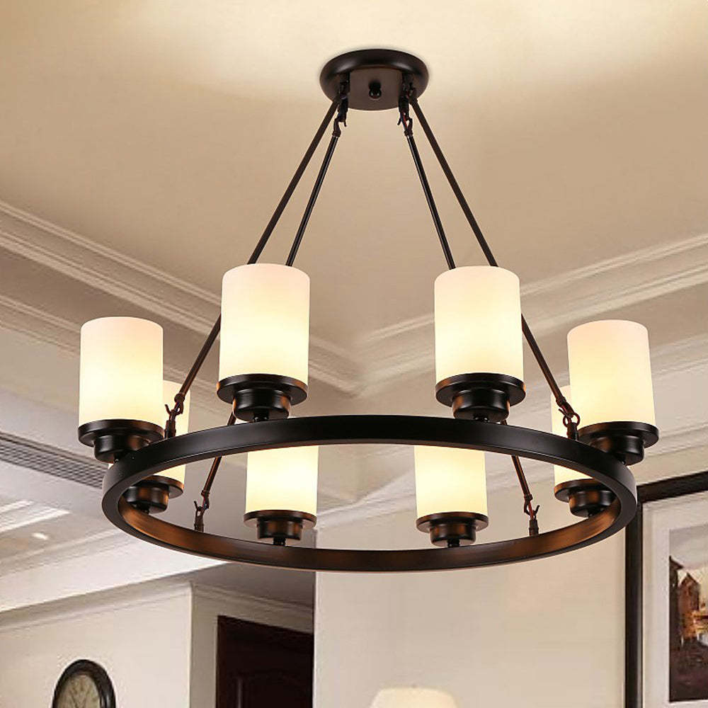 Alessio black metal glass chandelier Alessio Retro Metal Glass Chandelier for Living Room
