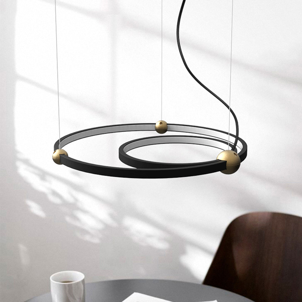 Arisha Minimalist Pendant Light: Black and Gold Ring Design