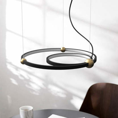 Arisha Minimalist Pendant Light: Black and Gold Ring Design