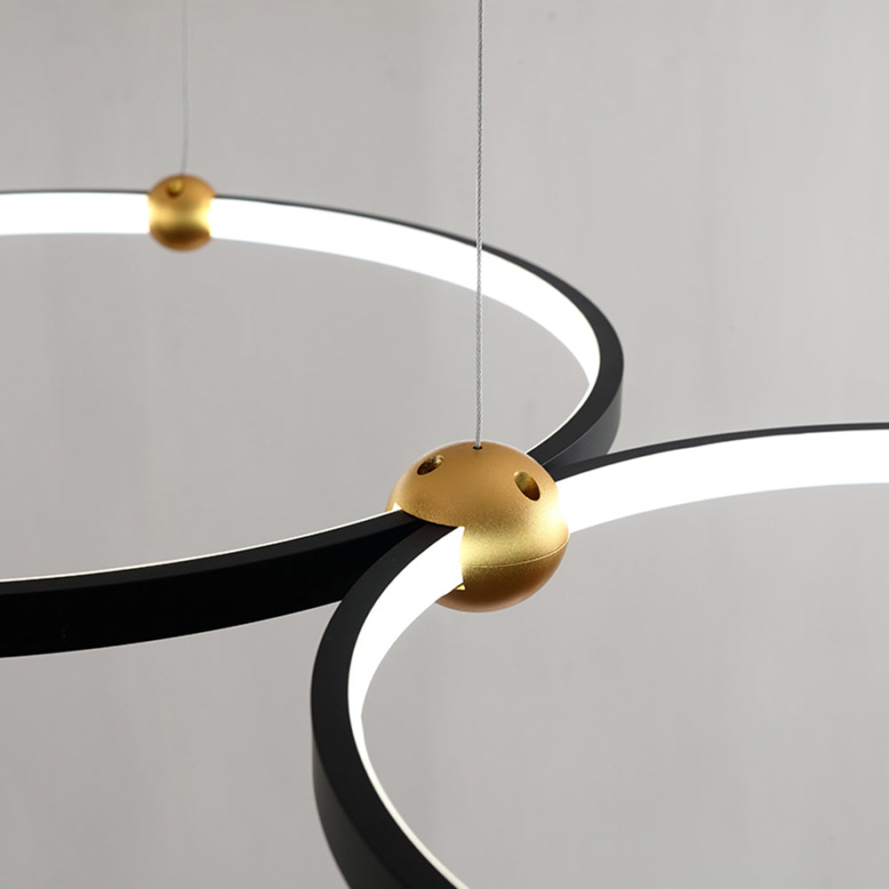 Arisha black and gold minimalist ring pendant light detail.