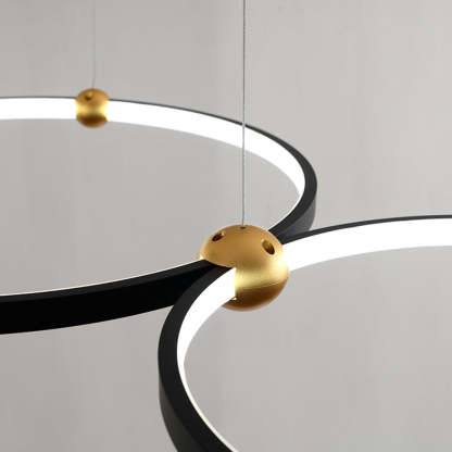 Arisha black and gold minimalist ring pendant light detail.