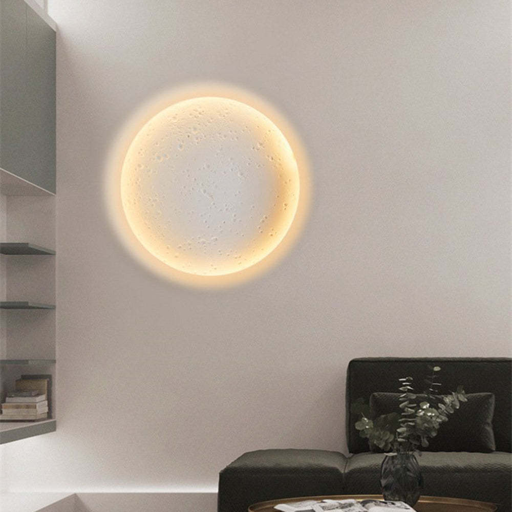 Elif Moon Wall Lamp: Warm light in living room Elif Decorative Moon Metal Gypsum Wall Lamp