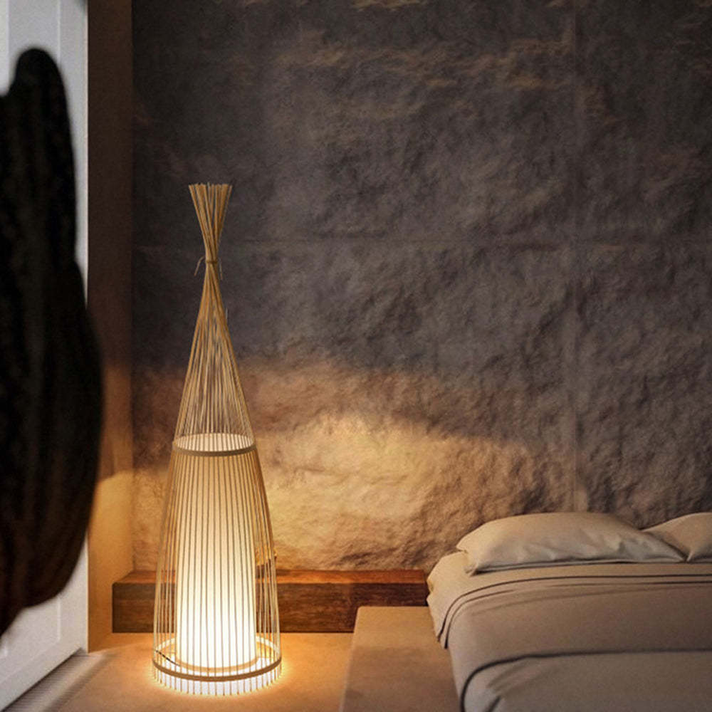 Ozawa Rustic Floor Lamp in Bedroom Setting