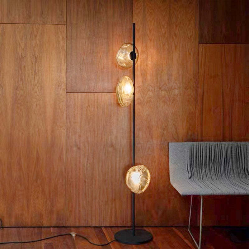 Byers Flower Glass Floor Lamp - Black Stand