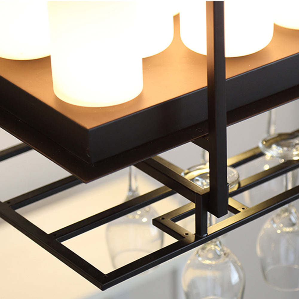 Alessio Candle Pendant Light with Wine Glass Rack close up