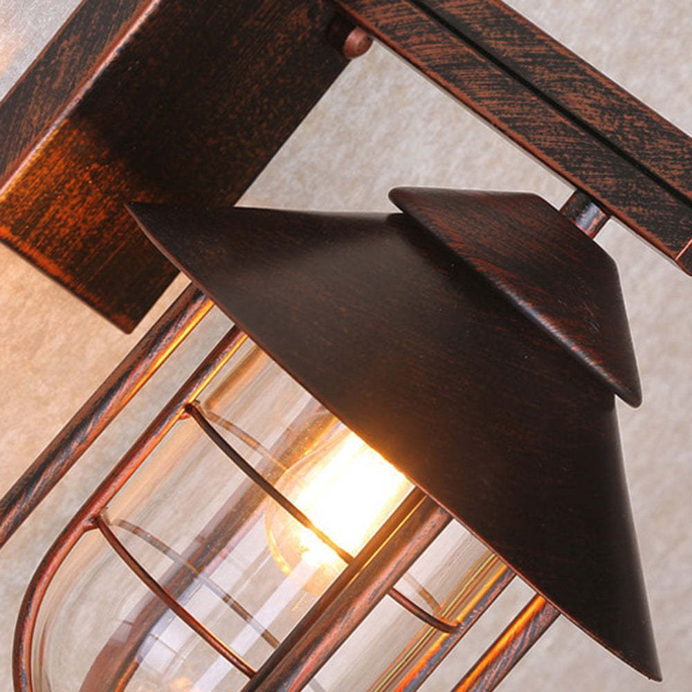 Alessio vintage metal outdoor wall lamp close-up.