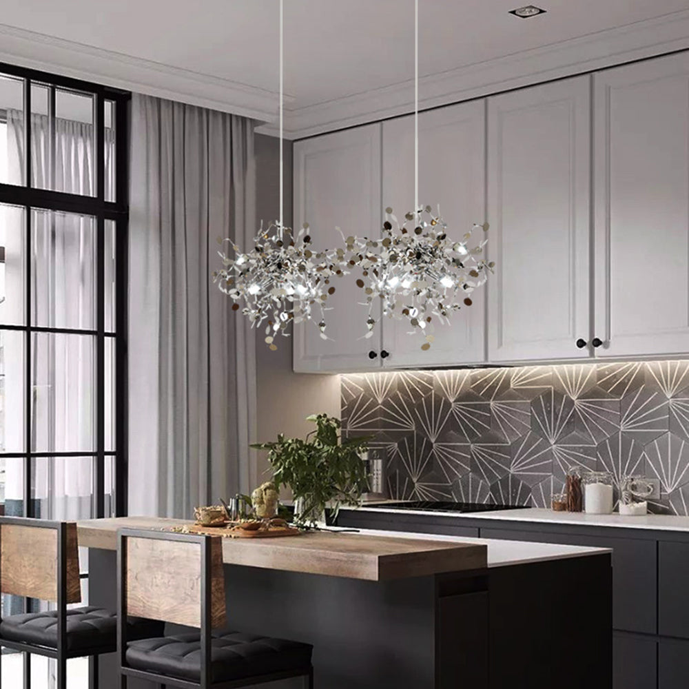 Modern kitchen with Olivia Artsy pendant lights