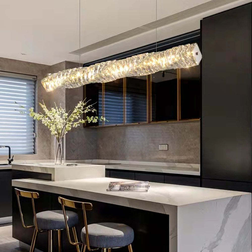 Kristy Crystal Sliver and Pendant Light Stainless Steel