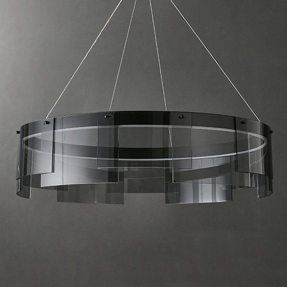 Evette Ring Pendant Light - Black metal and glass chandelier