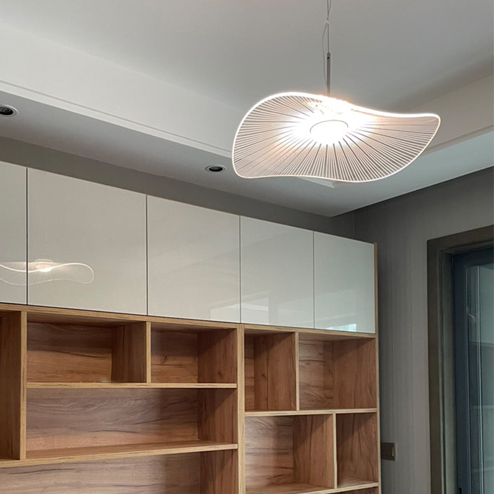 Lotus Leaf Pendant Light over Shelves Carins Designer Lotus Leaf Shaped Metal Pendant Light
