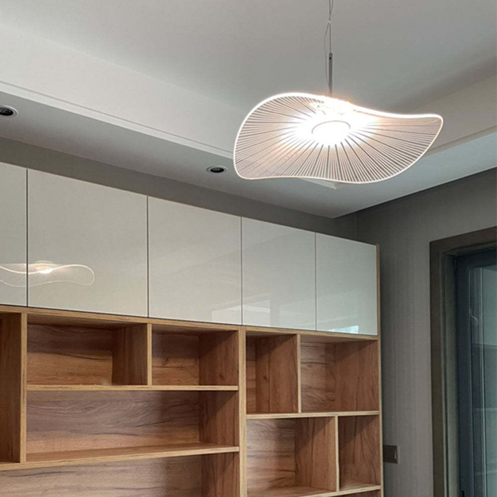 Lotus Leaf Pendant Light over Shelves Carins Designer Lotus Leaf Shaped Metal Pendant Light